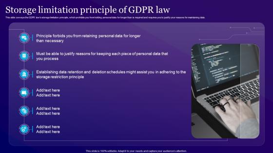 Storage Limitation Principle Of GDPR Law Information Privacy Ppt Infographics Design Inspiration
