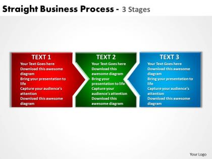 Straight business process 3 stages powerpoint templates graphics slides 0712