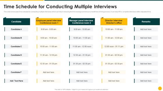Strategic Action Plan Time Schedule For Conducting Multiple Interviews