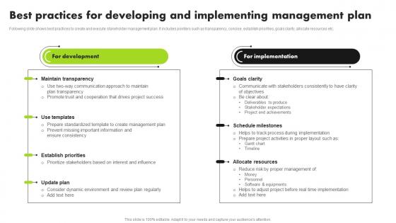 Strategic Approach For Developing Stakeholder Best Practices For Developing And Implementing