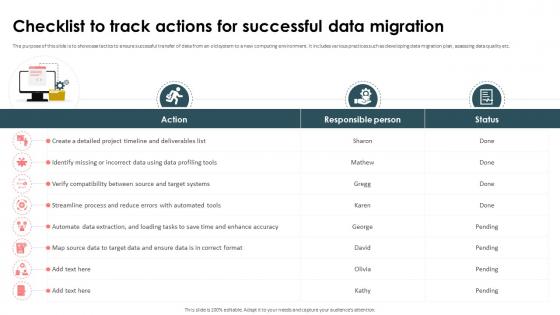 Strategic Approach For Effective Data Migration Checklist To Track Actions For Successful Data Migration