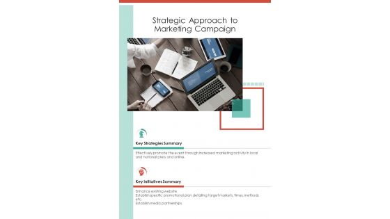 Strategic Approach To Marketing Campaign One Pager Sample Example Document