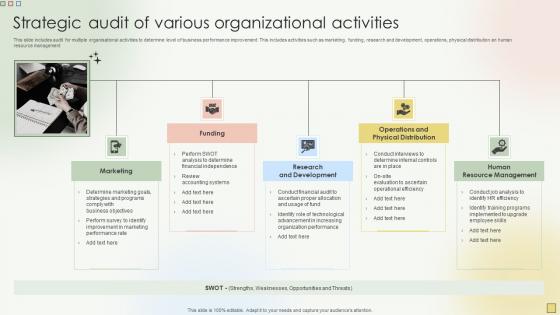 Strategic Audit Of Various Organizational Activities
