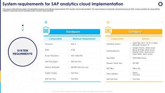 Strategic Business Planning System Requirements For SAP Analytics Cloud