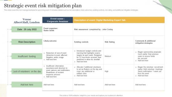 Strategic Event Risk Mitigation Plan Enterprise Event Communication Guide
