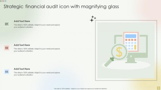 Strategic Financial Audit Icon With Magnifying Glass