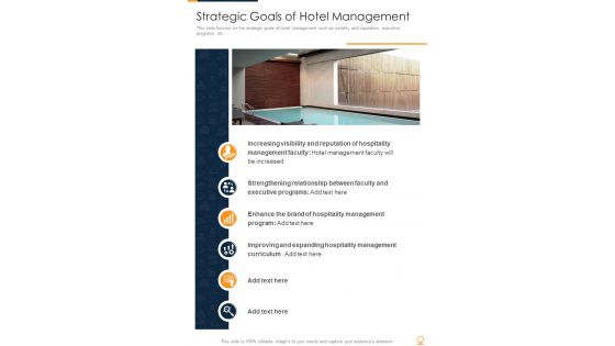 Strategic Goals Of Hotel Management One Pager Sample Example Document