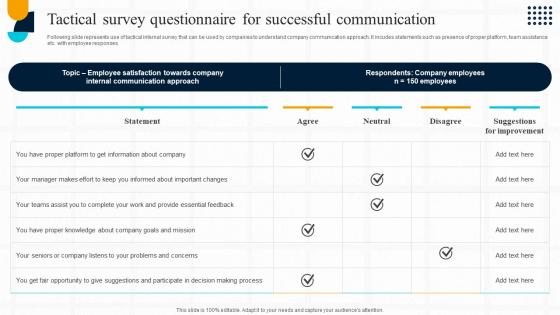 Strategic Guide For Effective Tactical Survey Questionnaire For Successful Communication