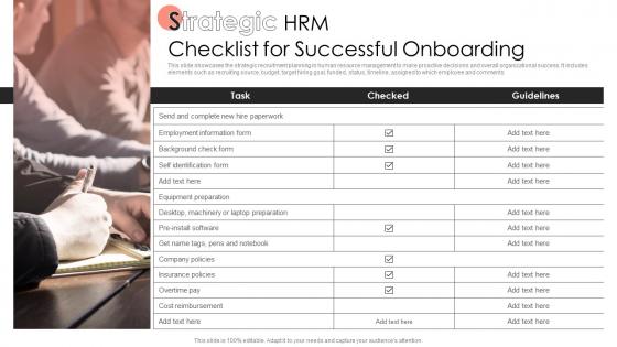 Strategic HRM Checklist for Successful Onboarding
