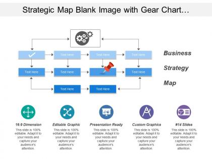 Strategic map blank image with gear chart and arrow icons
