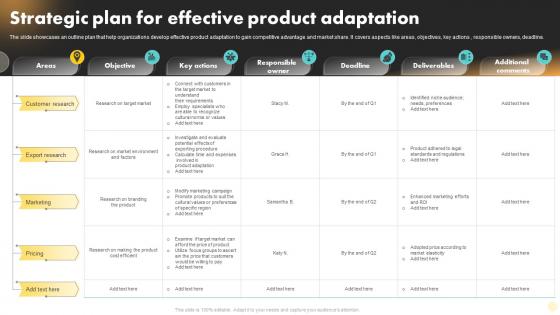Strategic Plan For Effective Product Adaptation