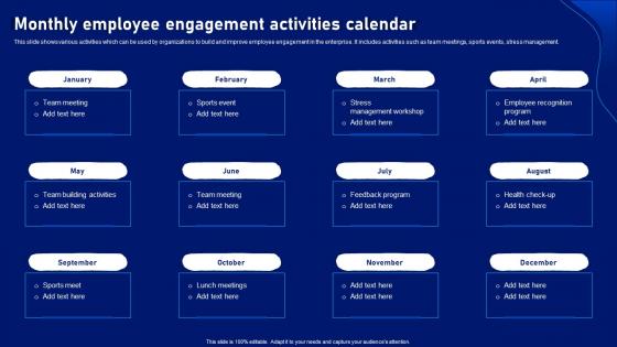Strategic Plan To Develop Monthly Employee Engagement Activities Calendar