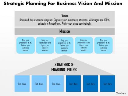 Strategic planning for business vision and mission flat powerpoint design