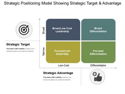 Strategic positioning model showing strategic target and advantage