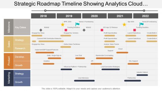 Strategic roadmap timeline showing analytics cloud support