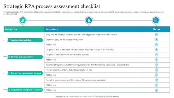 Strategic RPA Process Assessment Checklist