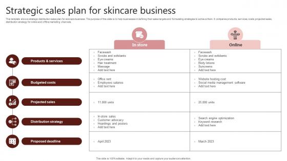 Strategic Sales Plan For Skincare Business