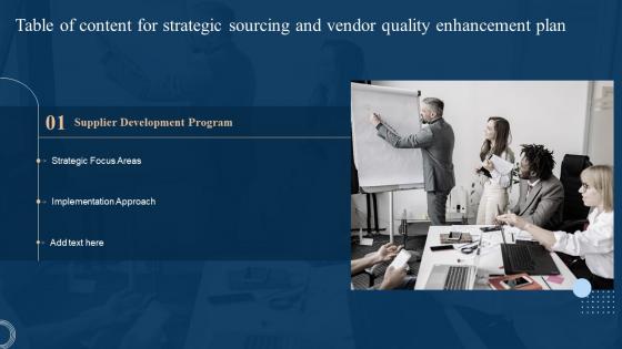 Strategic Sourcing And Vendor Quality Enhancement Plan For Table Of Content Ppt Show Graphics Pictures