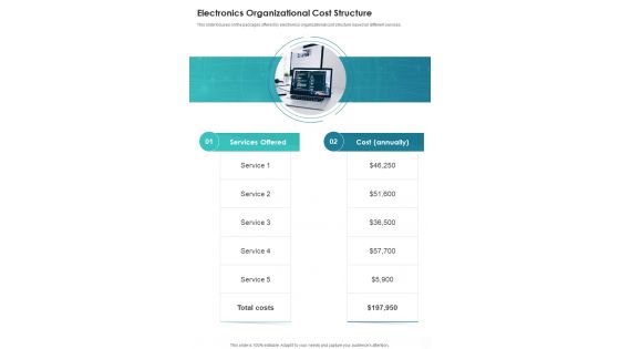 Strategic Technology Electronics Organizational Cost Structure One Pager Sample Example Document