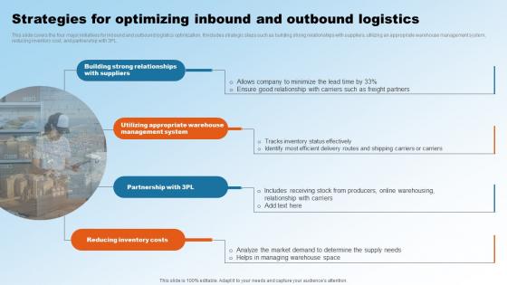 Strategies For Optimizing Inbound And Outbound Logistics Implementing Upgraded Strategy To Improve Logistics