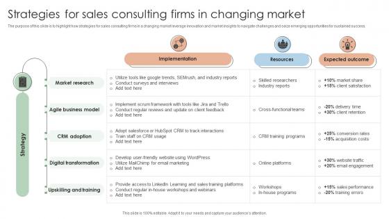 Strategies For Sales Consulting Firms In Changing Market