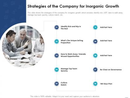 Strategies of the company for inorganic growth consider inorganic growth expand business enterprise