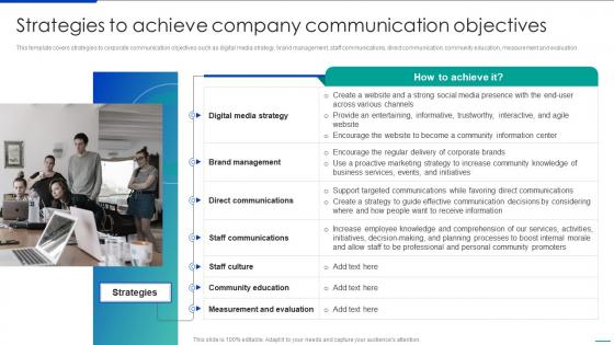 Strategies To Achieve Company Communication Objectives Corporate Communication Strategy
