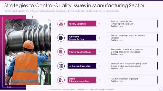 Strategies to control quality issues in manufacturing sector