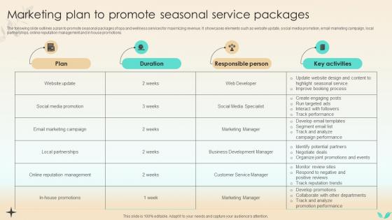 Strategies To Increase Spa Business Marketing Plan To Promote Seasonal Service Packages Strategy SS V