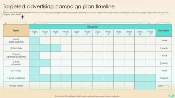 Strategies To Increase Spa Business Targeted Advertising Campaign Plan Timeline Strategy SS V