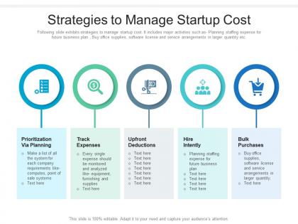 Strategies to manage startup cost