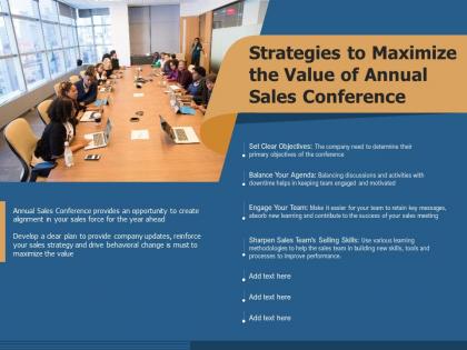 Strategies to maximize the value of annual sales conference