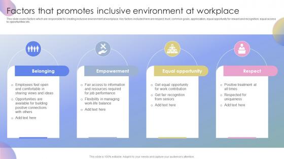 Strategies To Promote Diversity Factors That Promotes Inclusive Environment At Workplace
