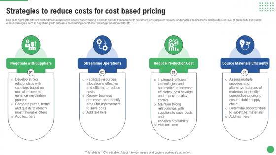 Strategies To Reduce Costs For Cost Based Pricing