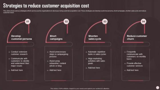 Strategies To Reduce Customer Acquisition Cost Sales Plan Guide To Boost Annual Business Revenue