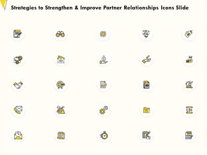 Strategies to strengthen and improve partner relationships icons slide ppt powerpoint presentation slides maker