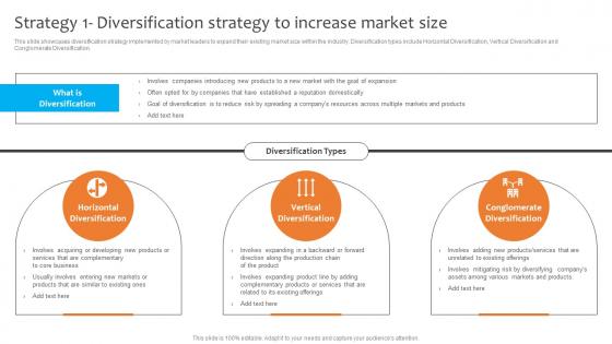 Strategy 1 Diversification Strategy To Increase Market Size Dominating The Competition Strategy SS V