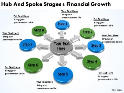 Strategy consulting hub and spoke stages 8 financial growth powerpoint templates 0523