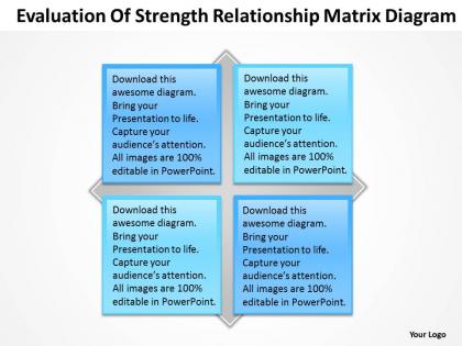 Strategy evaluation of strength relationship matrix diagram powerpoint templates 0527