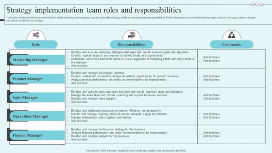 Strategy Implementation Team Roles The Market Leaders Guide To Dominating Your Industry Strategy SS V