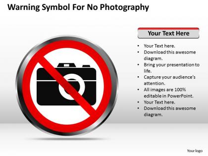 Strategy management consultants warning symbol for no photography powerpoint templates 0528