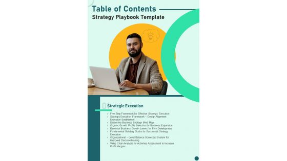 Strategy Playbook Template Table Of Contents One Pager Sample Example Document