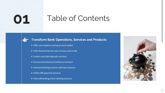 Strategy To Transform Banking Operations Model Table Of Contents