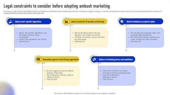 Streamlined Ambush Marketing Techniques Legal Constraints To Consider Before Adopting Ambush MKT SS V