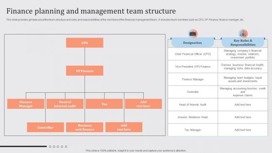 Streamlined Financial Strategic Plan Finance Planning And Management Team Structure