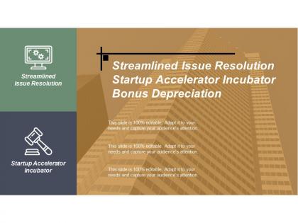 Streamlined issue resolution startup accelerator incubator bonus depreciation cpb