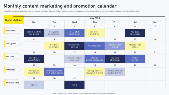 Streamlined Online Marketing Monthly Content Marketing And Promotion Calendar MKT SS V