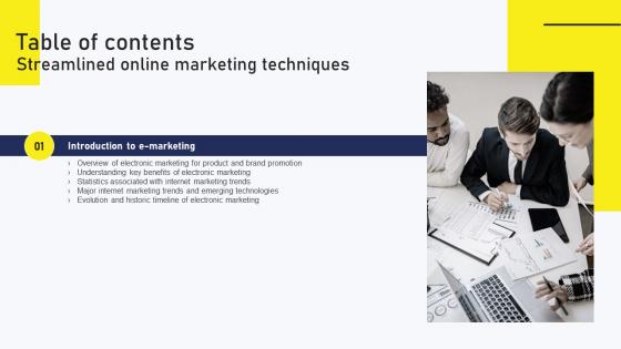 Streamlined Online Marketing Techniques Table Of Contents MKT SS V