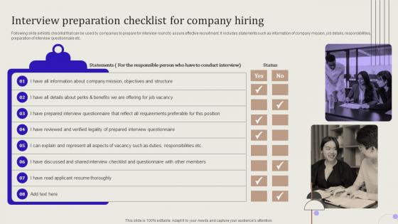 Streamlining Hiring Process Interview Preparation Checklist For Company Hiring