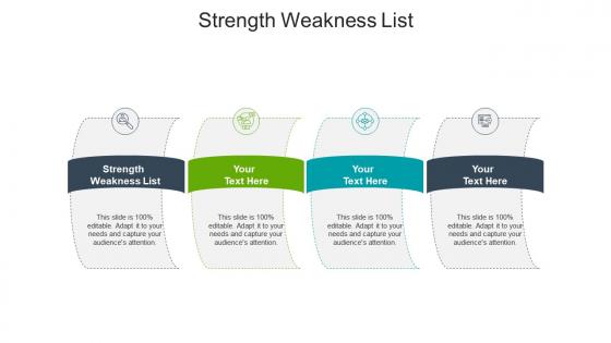 Strength weakness list ppt powerpoint presentation ideas visual aids cpb
